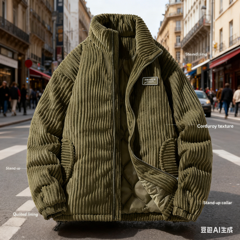 Corduroy Jacket Men - Thicken down cotton-padded jacket corduroy cotton-padded
