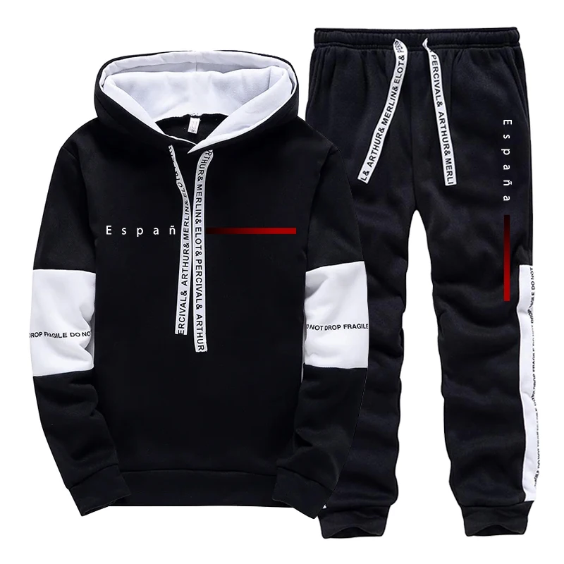 Men'S Fashion Hoodies - Spain Fashion Men's Set Hooded Sweatshirt