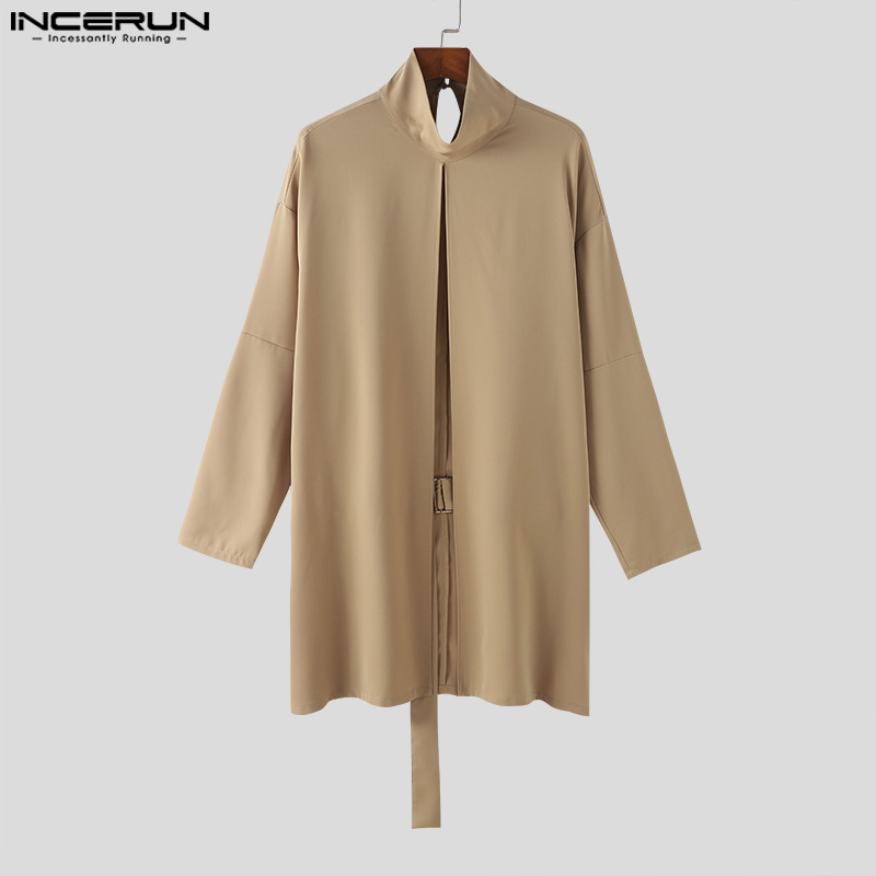 Mens Fashion Poncho - INCERUN Men Cloak Coats Solid Color