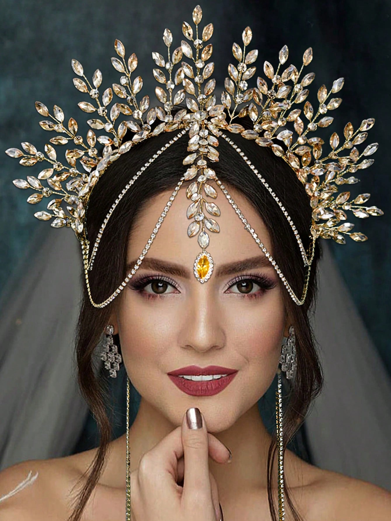 Men'S Fashion For Wedding - 1pc Luxurious Bridal Crown Headband, Rhinestone