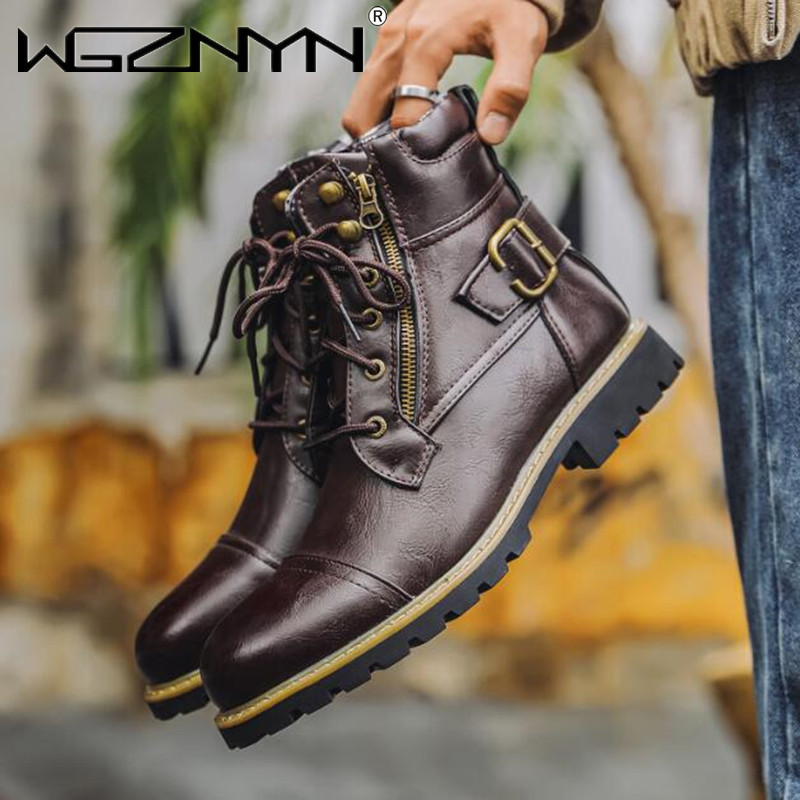 Mens Fashion Autumn 2025 - Men Motorcycle Leather Boots Double Zipper