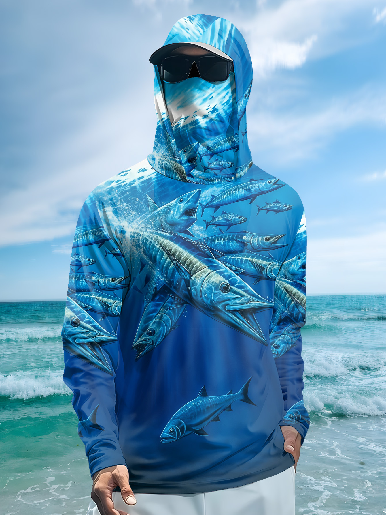 Mens Fashion Summer - Men Hood Fishing Shirt long sleeve