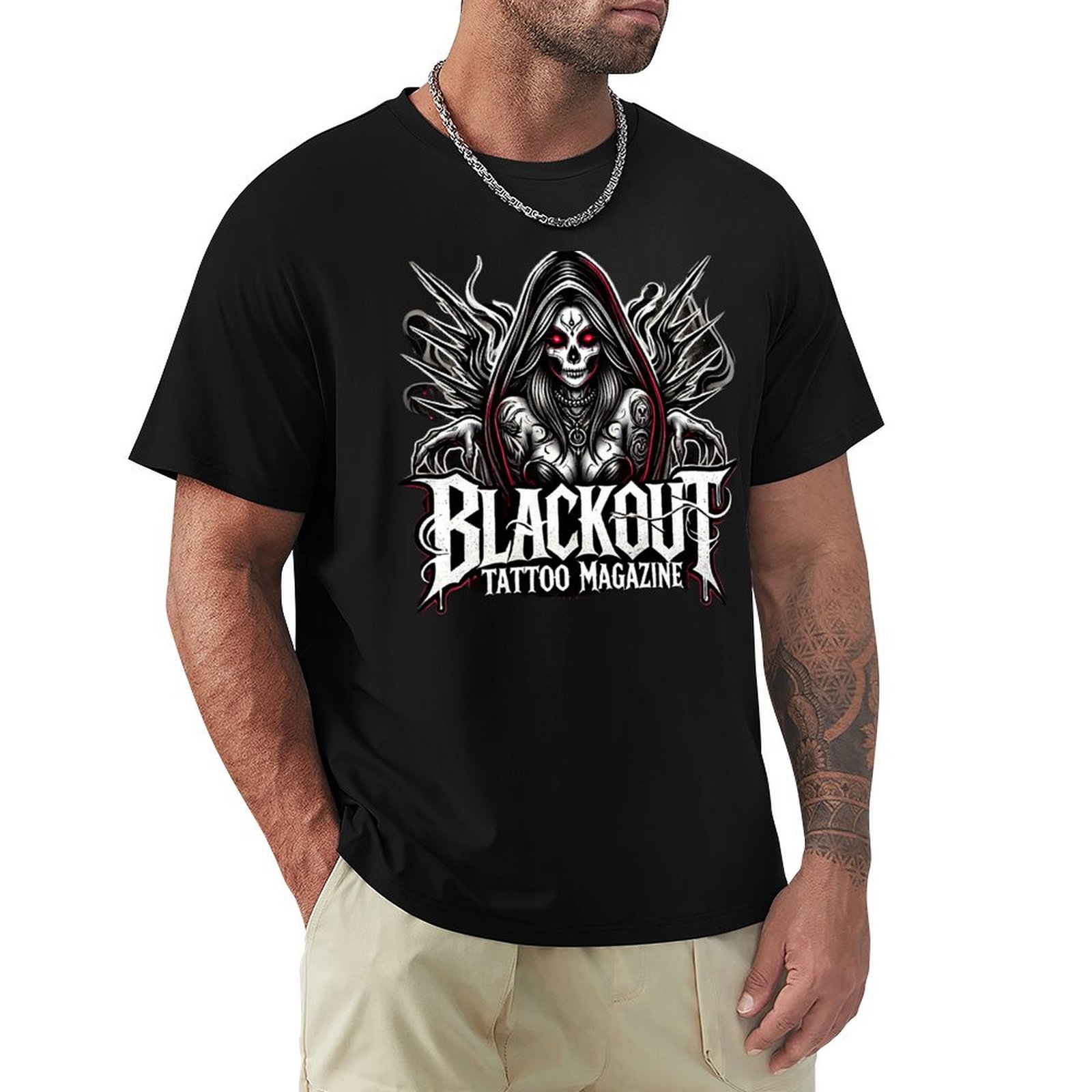 Mens Fashion Magazines - Blackout Tattoo Magazine Death Lady T-Shirt