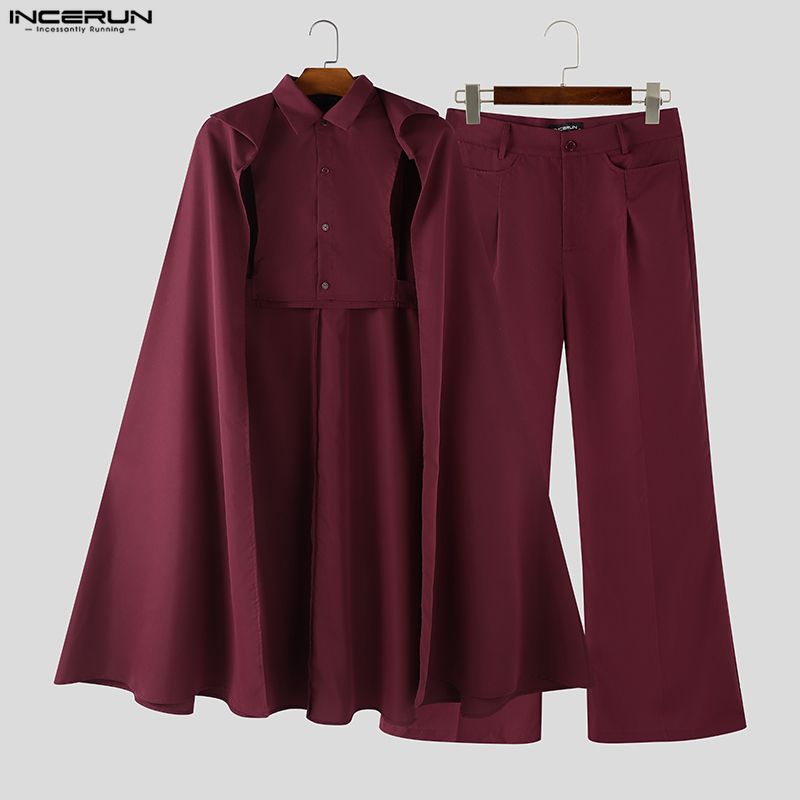 INCERUN Men Sets Solid Color L - Mens Fashion Poncho recensione e prezzo
