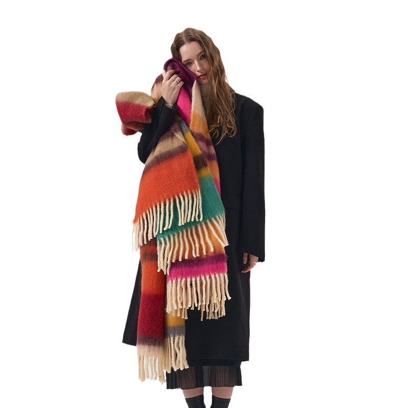 New Winter Rainbow Plaid Brush - Mens Fashion Poncho recensione e prezzo