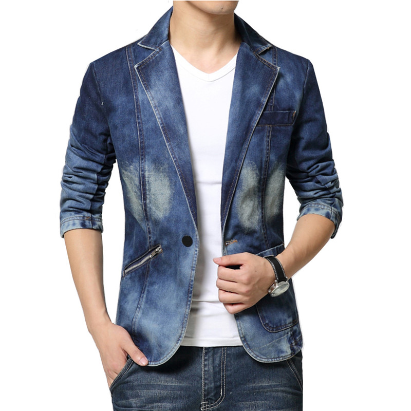 Denim Suit Jacket Brand Men's  - Men'S Fashion Light Jacket recensione e prezzo