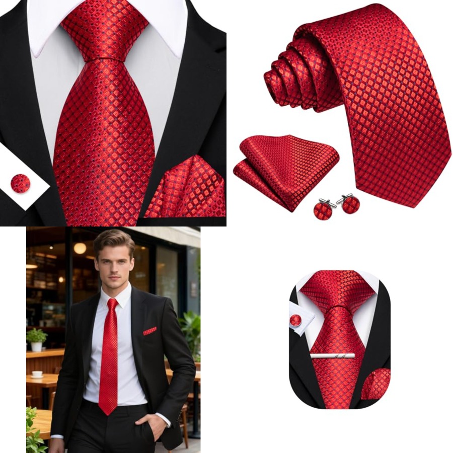 Men Plaid/Striped Ties Set Sil - Men'S Fashion For Wedding recensione e prezzo