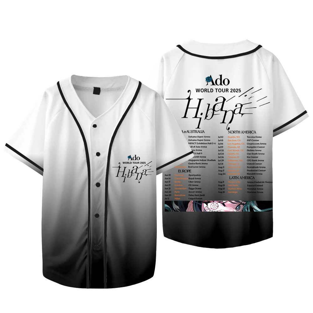 Ado Hibana World Tour  Merch J - Mens Fashion Baseball Jersey recensione e prezzo