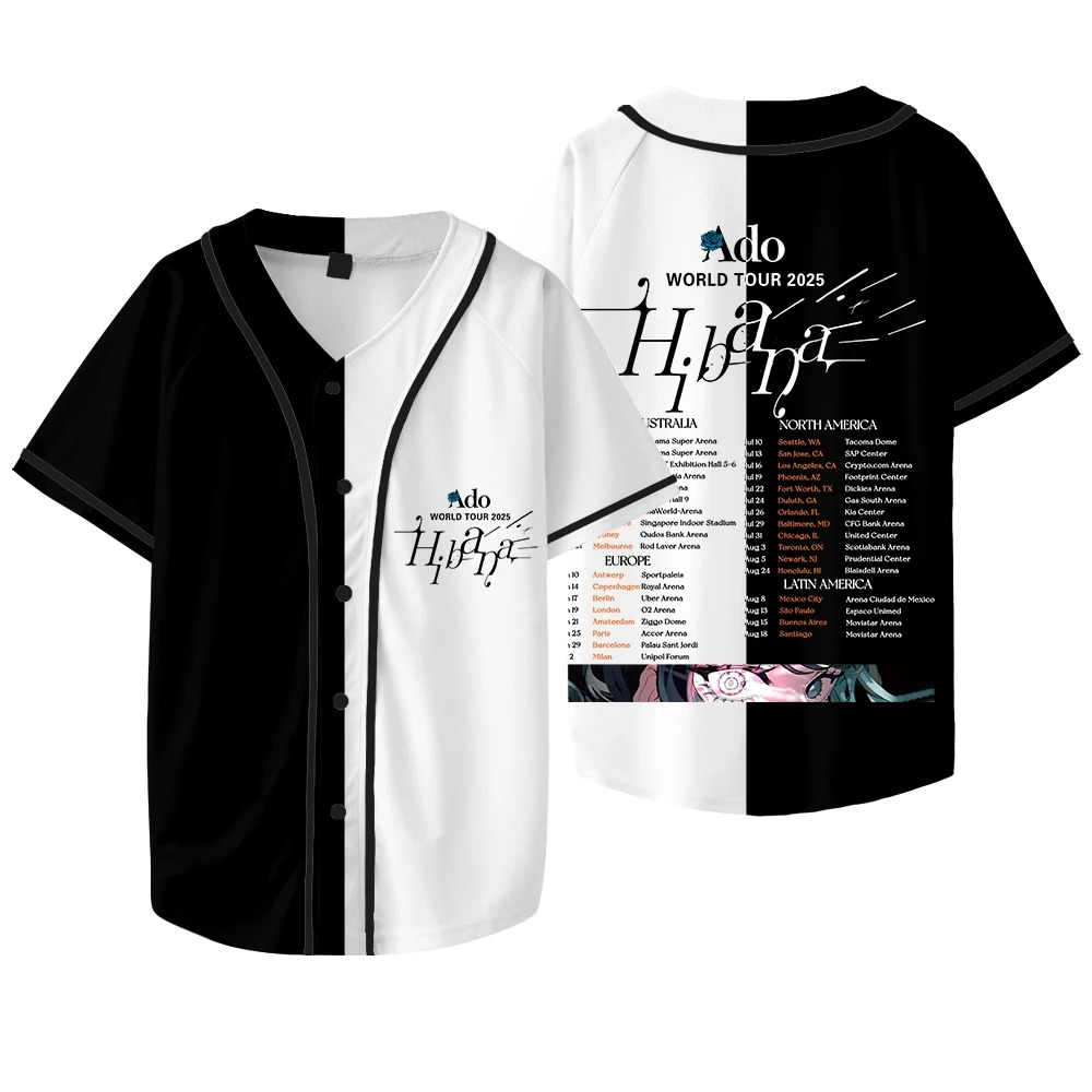 Ado Hibana World Tour  Merch J - Mens Fashion Baseball Jersey recensione e prezzo