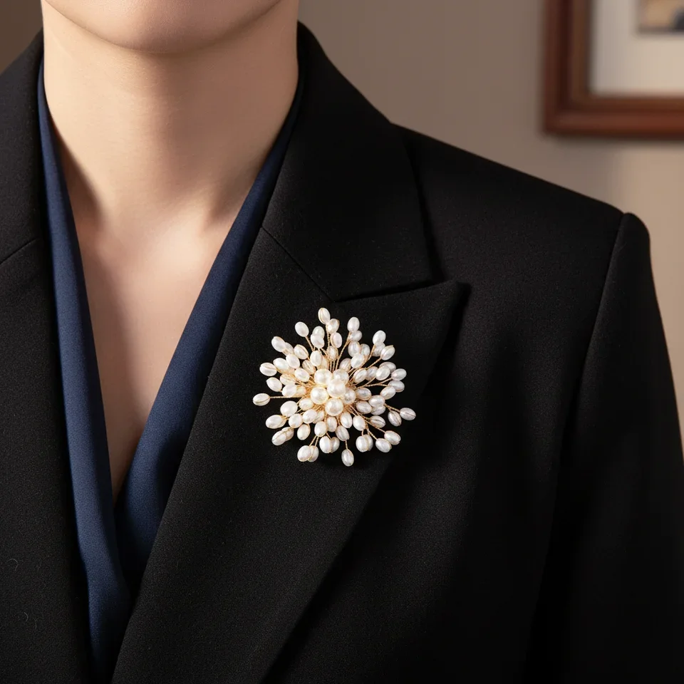 Pearl Woven Flower Brooch For  - Men'S Fashion For Wedding recensione e prezzo