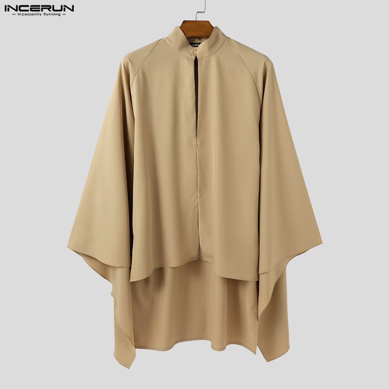 INCERUN Men Shirt Solid Color  - Mens Fashion Poncho recensione e prezzo