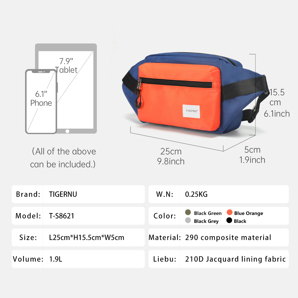 Tigernu Chest Bags For Men 7.9 - Men'S Fashion Bag recensione e prezzo