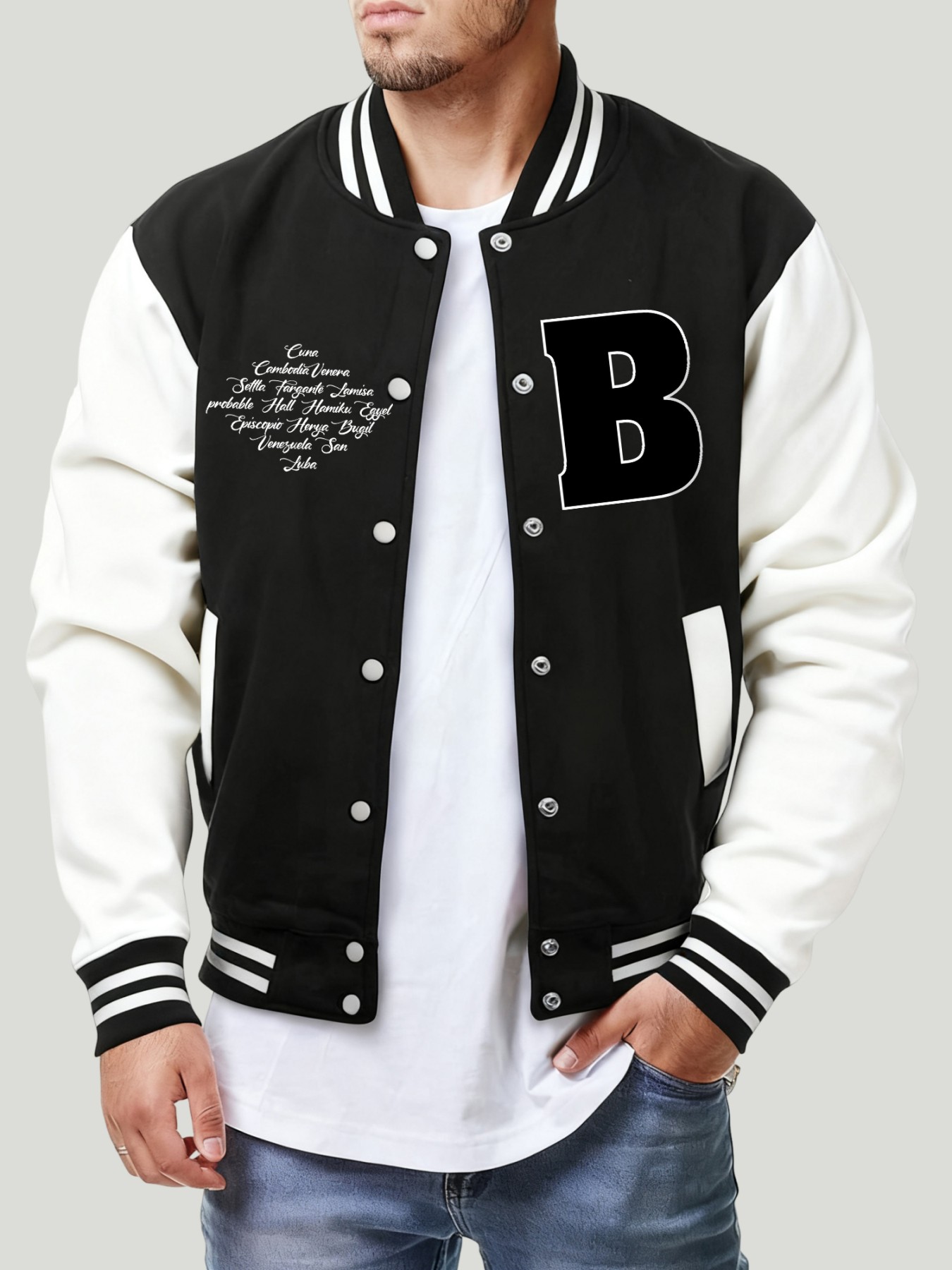 Letter B Various Places Print  - Mens Fashion Baseball Jersey recensione e prezzo