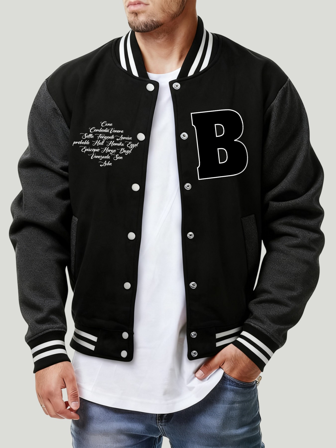 Letter B Various Places Print  - Mens Fashion Baseball Jersey recensione e prezzo