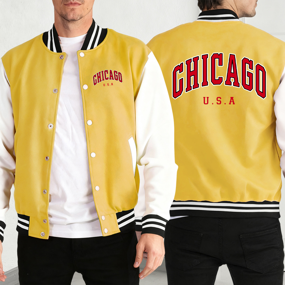 Chicago Usa Words Print Man Co - Mens Fashion Baseball Jersey recensione e prezzo