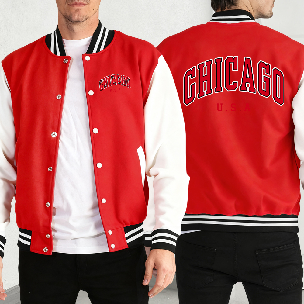 Chicago Usa Words Print Man Co - Mens Fashion Baseball Jersey recensione e prezzo
