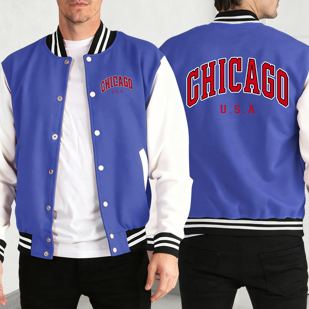 Chicago Usa Words Print Man Co - Mens Fashion Baseball Jersey recensione e prezzo