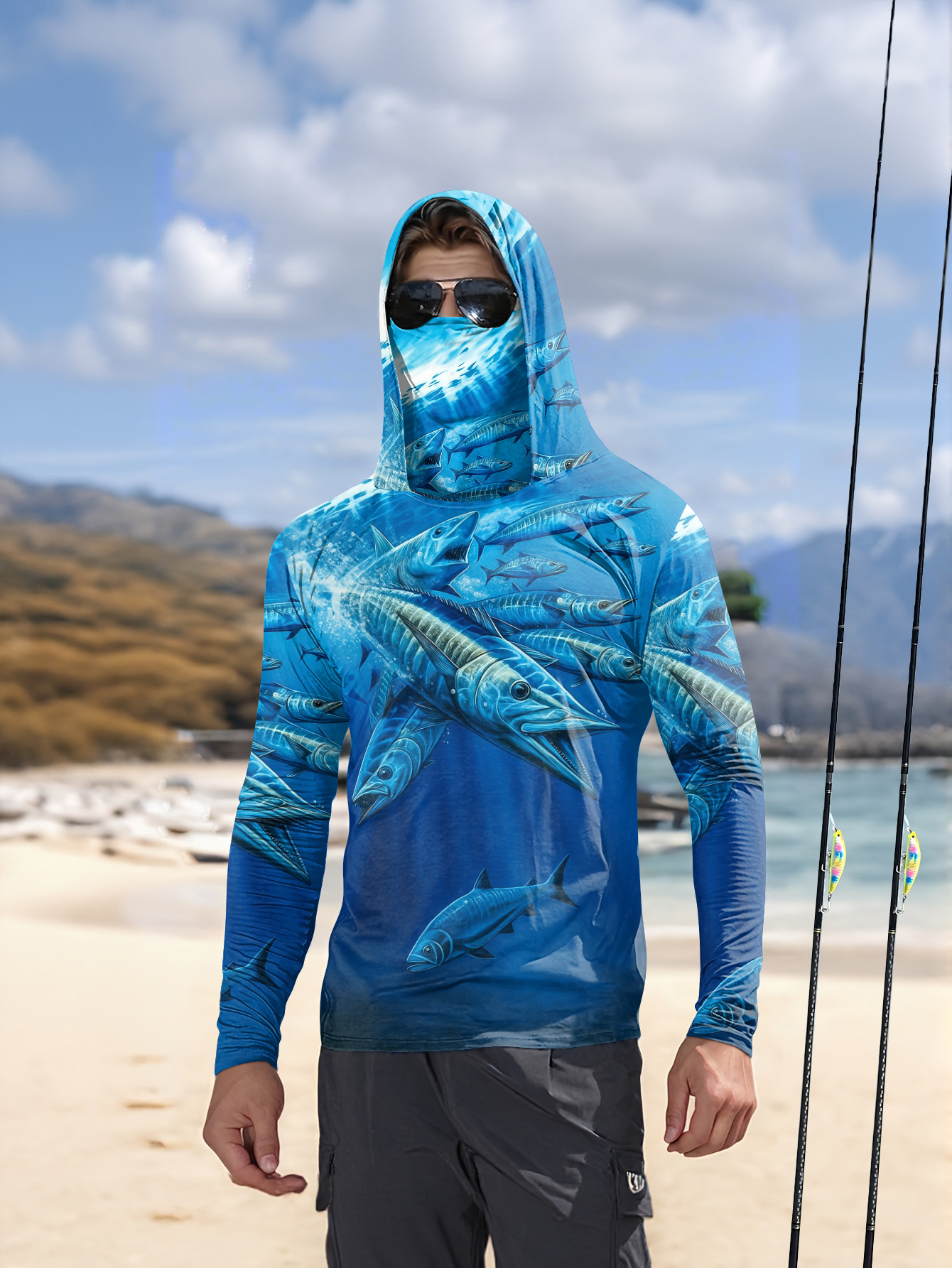 Men Hood Fishing Shirt long sl - Mens Fashion Summer recensione e prezzo